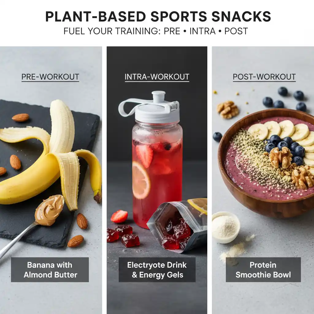 Die richtigen pflanzlichen Sportsnacks für jede Trainingsphase: vor, während und nach dem Training