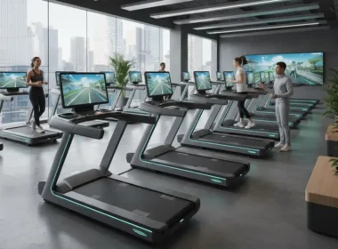 Laufbänder im modernen Fitness-Shop