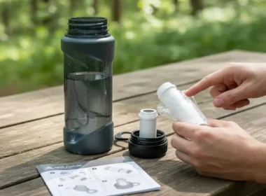 Wechseln Sie den Ersatzfilter der Outdoor-Wasserflasche