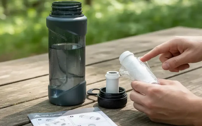 Wechseln Sie den Ersatzfilter der Outdoor-Wasserflasche