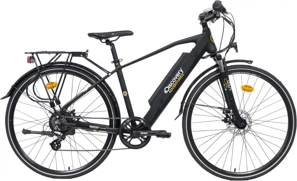 Denver Discovery Herren-Elektrofahrrad E8200, 28 Zoll, mit Federgabel, Shimano 7-Gang-Schaltung, Mattschwarz