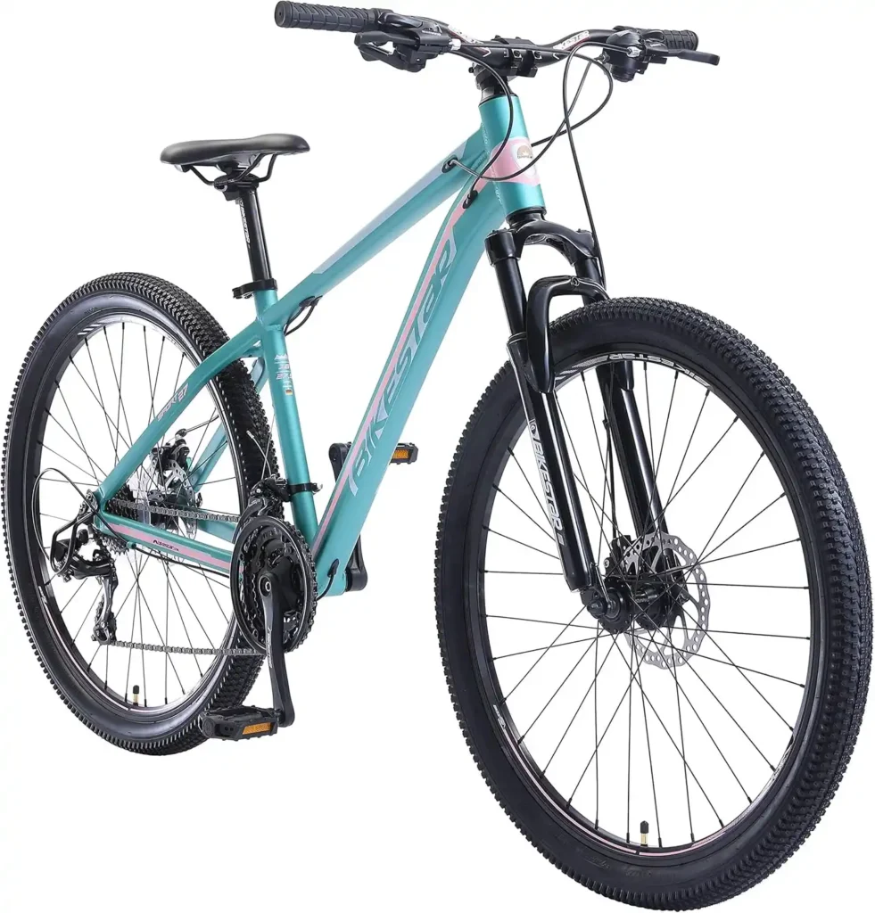 Bikestar Hardtail-Mountainbike aus Aluminium mit Shimano-Scheibenbremsen, 21-Gang-Schaltung, 27,5-Zoll-Reifen, Rahmengrößen 14, 16 und 18 Zoll