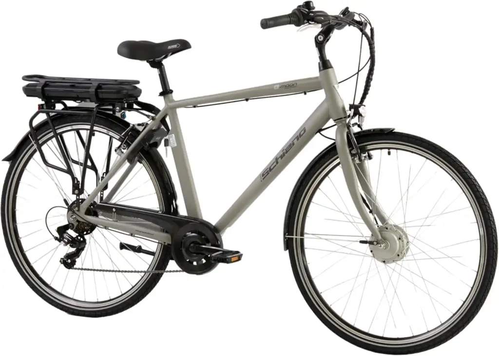 F.lli Schiano E-Moon City-E-Bike, 28 Zoll, 36 V 13 Ah Akku (herausnehmbar), 250 W Motor, 40 Nm Drehmoment, Grau