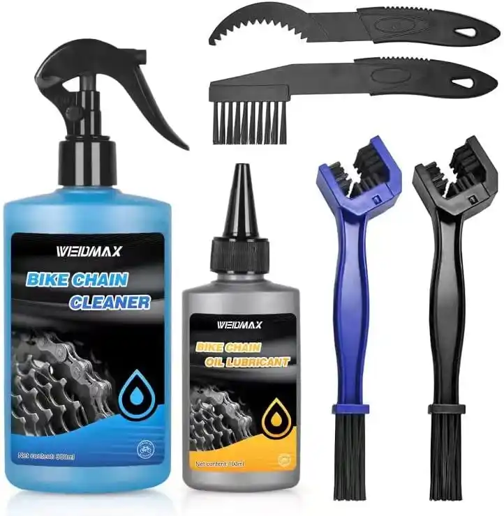 6-in-1-Fahrradreinigungsset mit 100 ml Fahrradkettenöl und 300 ml Fahrradkettenreiniger-Spray, Bürsten für alle Fahrräder