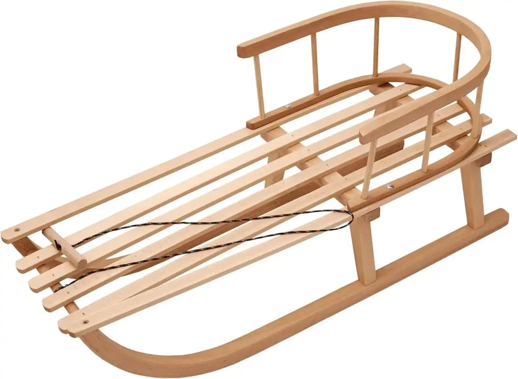 Holzschlitten mit Rückenlehne für Kinder, Davos Holzschlitten