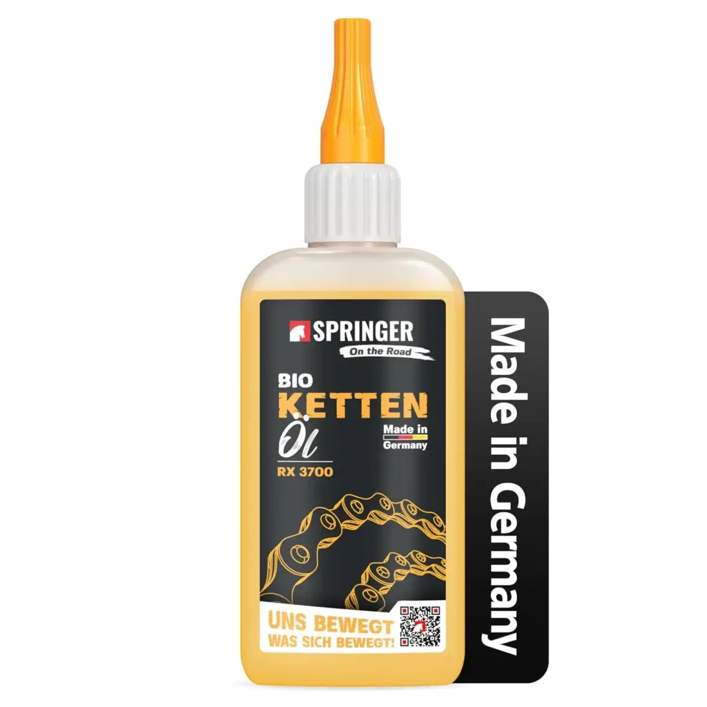 SPRINGER RX3700 – Organisches Kettenöl 100 ml – Hergestellt in Deutschland – Fahrradkettenöl gegen Korrosion und Verschleiß – Allwetter-Fahrradöl Sanft – Kettenschmiermittel für E-Bike und MTB