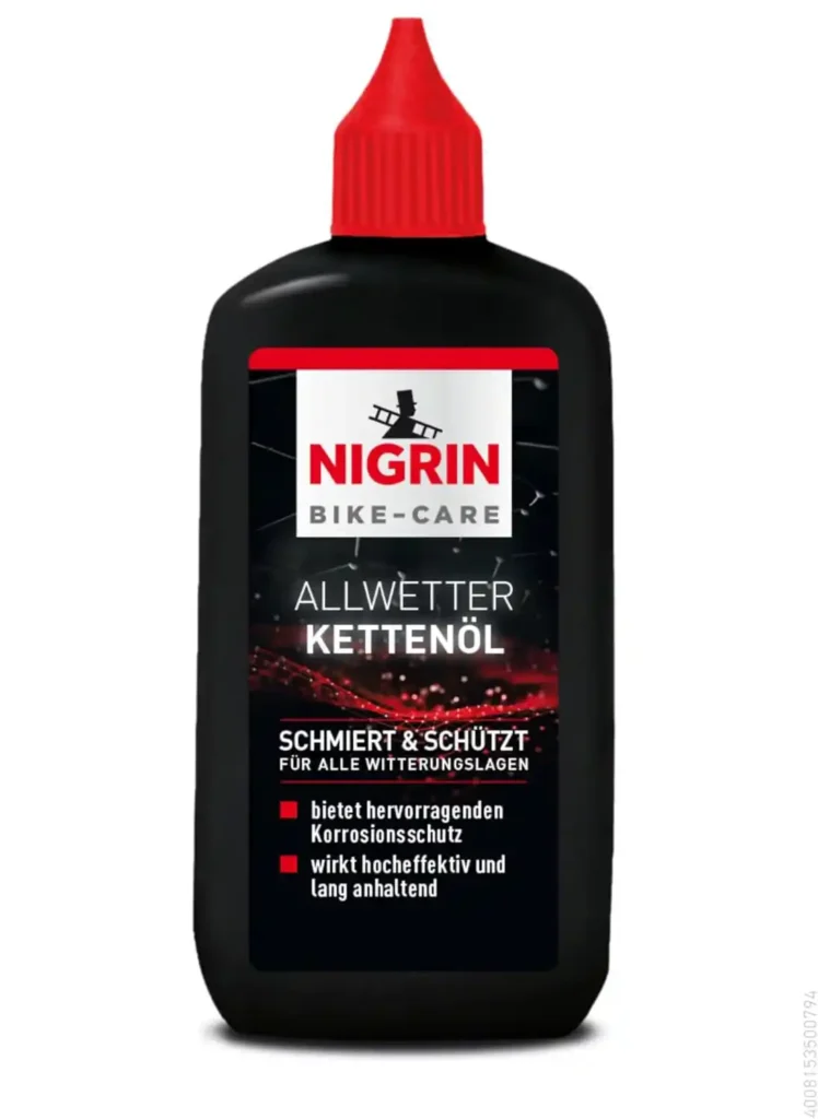 NIGRIN BIKE-CARE Allwetter-Kettenöl 100 ml Flasche Fahrradkettenöl Reduziert Reibung Macht Fahrradketten Laufgeschmeidig