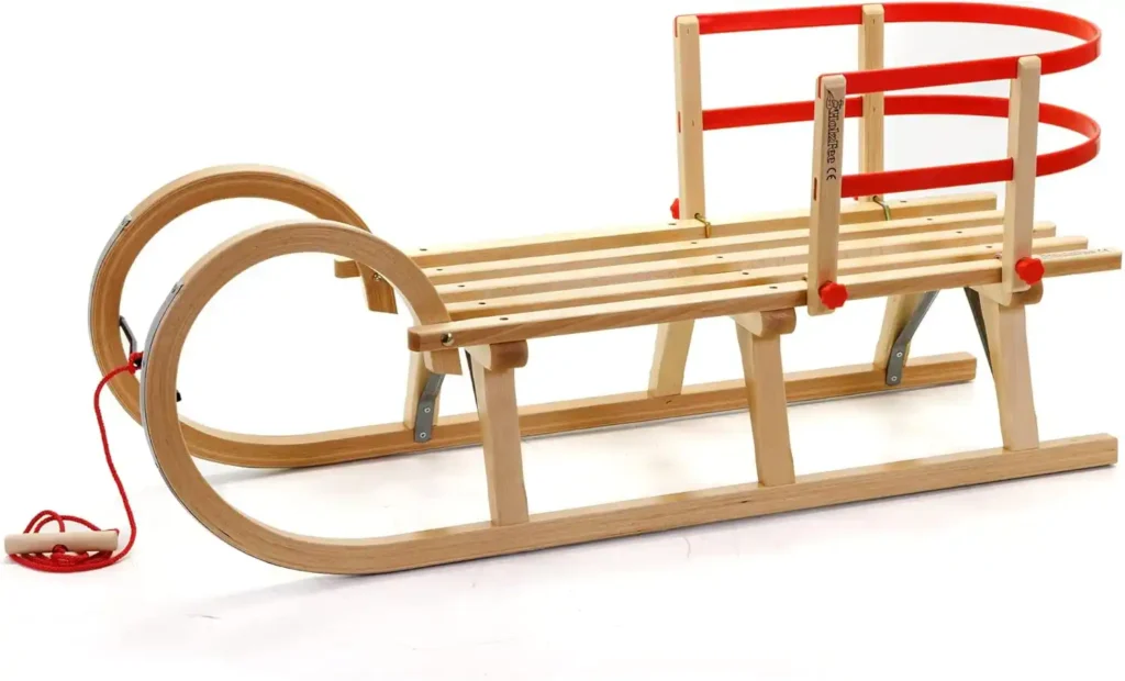 Colint Baran, 110 RL Schlittenset, Hornschlitten mit Rückenlehne und Zugseil